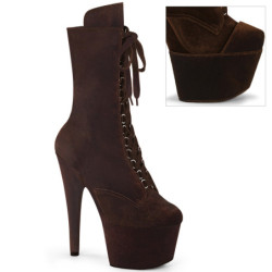 Velvet 18 cm ADORE-1045VEL Brown heeled boots + protective toe caps