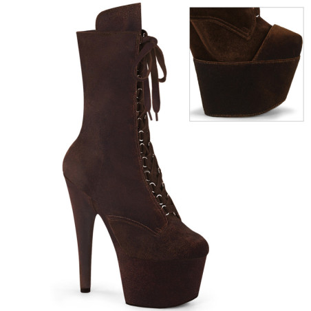 Velvet 18 cm ADORE-1045VEL Brown heeled boots + protective toe caps