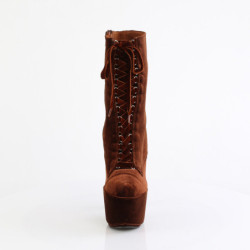 Velvet 18 cm ADORE-1045VEL Brown heeled boots + protective toe caps