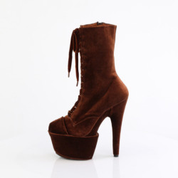 Velvet 18 cm ADORE-1045VEL Brown heeled boots + protective toe caps