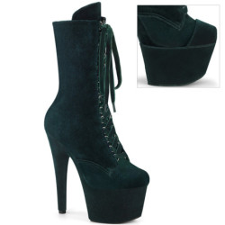 Velvet 18 cm ADORE-1045VEL green heeled boots + protective toe caps