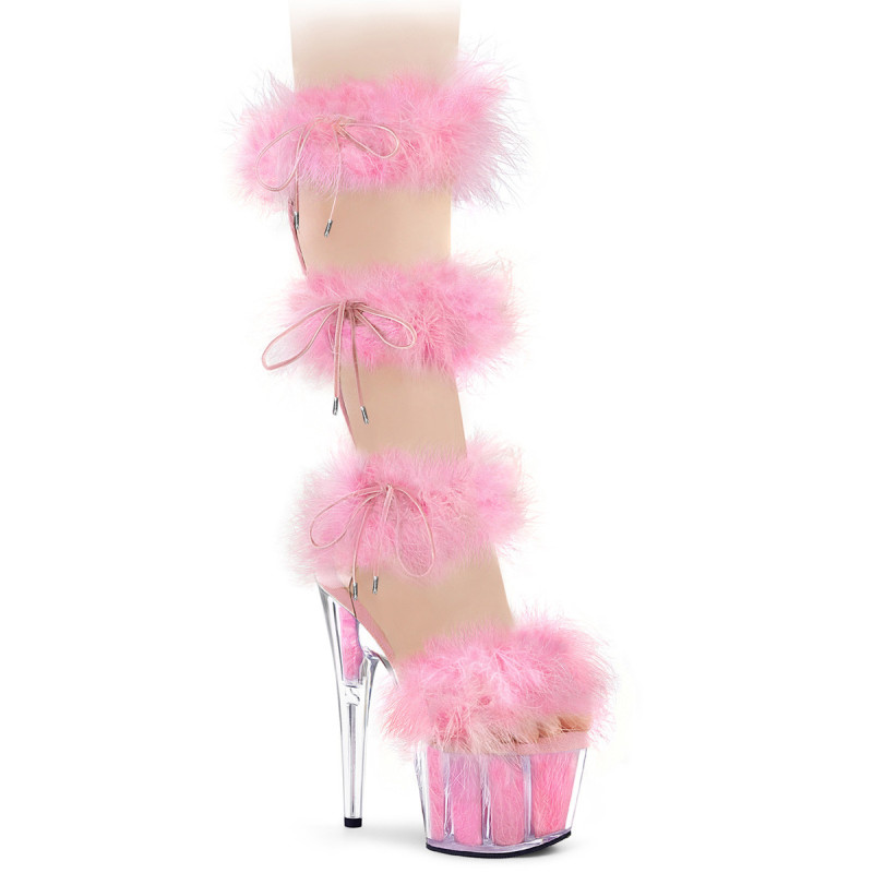 Rose 18 cm ADORE-727F exotic pole dance high heels sandals with feathers