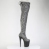 Patent Snake pattern 20 cm 3008SP-BT Black overknee boots with laces