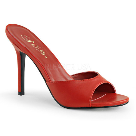 Red Leatherette 10 cm CLASSIQUE-01 big size mules shoes
