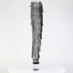 Black 18 cm pole dance exotic overknee boots rhinestone fringes