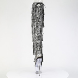 Black 18 cm pole dance exotic overknee boots rhinestone fringes