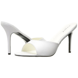Bianco Ecopelle 10 cm CLASSIQUE-01 grandi taglie ciabatta donna