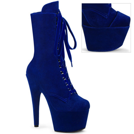 Velvet 18 cm ADORE-1045VEL blue heeled boots + protective toe caps