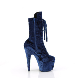 Velvet 18 cm ADORE-1045VEL blue heeled boots + protective toe caps