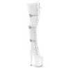 Patent 20 cm FLAMINGO-3028 high heeled thigh high boots with buckles white
