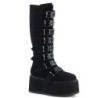 Velvet 9 cm DAMNED-318 emo knee high buckle boots platform black