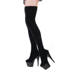 Velluto Stivali Alti Donna Plateau Alti 15 cm Pleaser ADORE-3002