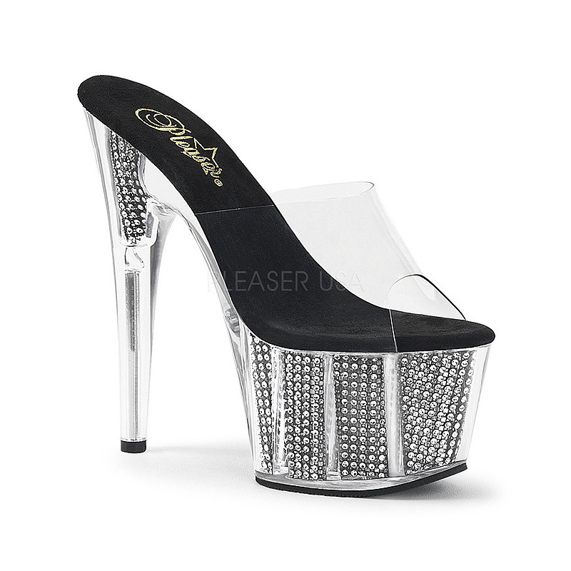 Nero 18 cm ADORE-701SRS Pietre strass plateau ciabatta donna