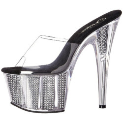Nero 18 cm ADORE-701SRS Pietre strass plateau ciabatta donna