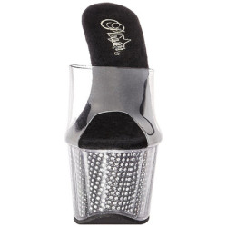 Nero 18 cm ADORE-701SRS Pietre strass plateau ciabatta donna