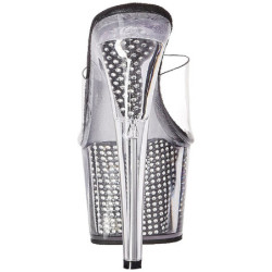 Nero 18 cm ADORE-701SRS Pietre strass plateau ciabatta donna