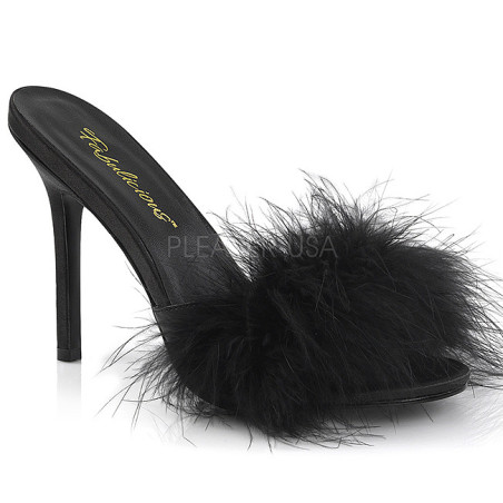 Black 10 cm CLASSIQUE-01F womens mules feathers