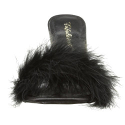 Black 10 cm CLASSIQUE-01F womens mules feathers