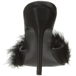 Black 10 cm CLASSIQUE-01F womens mules feathers