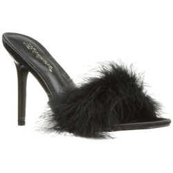 Black 10 cm CLASSIQUE-01F womens mules feathers