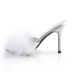 White 10 cm CLASSIQUE-01F womens mules feathers