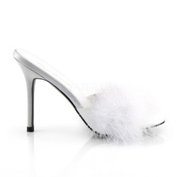 White 10 cm CLASSIQUE-01F womens mules feathers