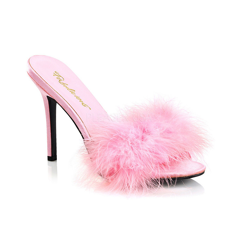 Rose 10 cm CLASSIQUE-01F womens mules feathers