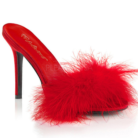 Red 10 cm CLASSIQUE-01F womens mules feathers