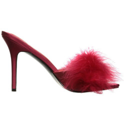 Red 10 cm CLASSIQUE-01F womens mules feathers