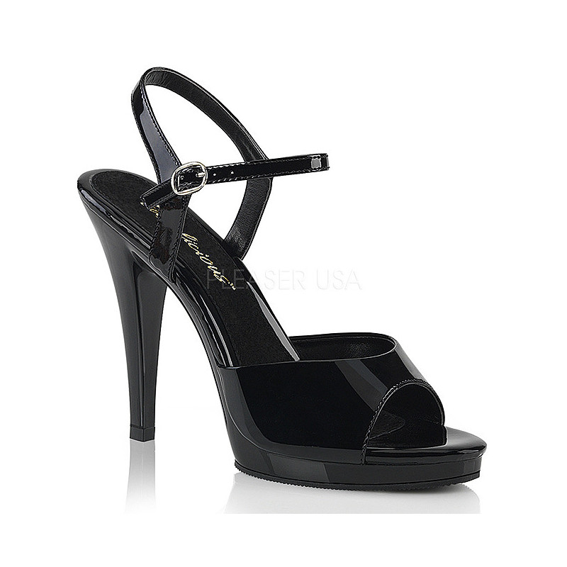 Black Shiny 12 cm FLAIR-409 Womens High Heel Sandals