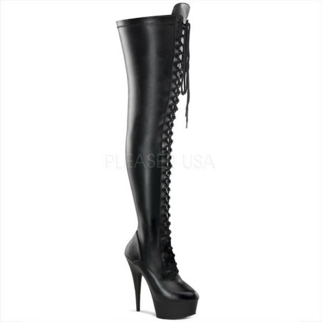 Leatherette 15,5 cm DELIGHT-3023 Platform Thigh High Boots