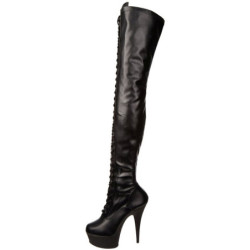 Leatherette 15,5 cm DELIGHT-3023 Platform Thigh High Boots