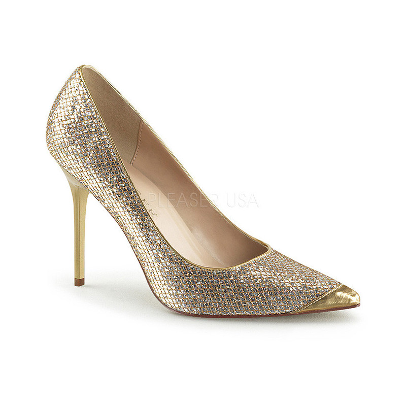 Gold Glitter 10 cm CLASSIQUE-20 big size stilettos shoes