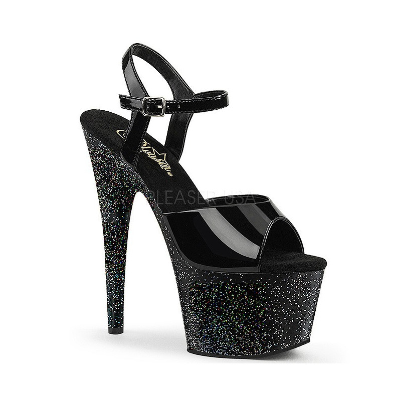 Black 18 cm ADORE-709MG glitter platform high heels shoes