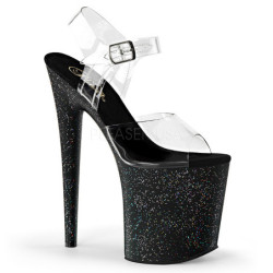 Black 20 cm FLAMINGO-808MG glitter high heels shoes