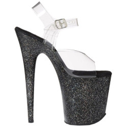 Black 20 cm FLAMINGO-808MG glitter high heels shoes