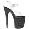 Black 20 cm FLAMINGO-808MG glitter high heels shoes