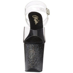 Black 20 cm FLAMINGO-808MG glitter high heels shoes
