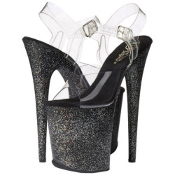 Black 20 cm FLAMINGO-808MG glitter high heels shoes
