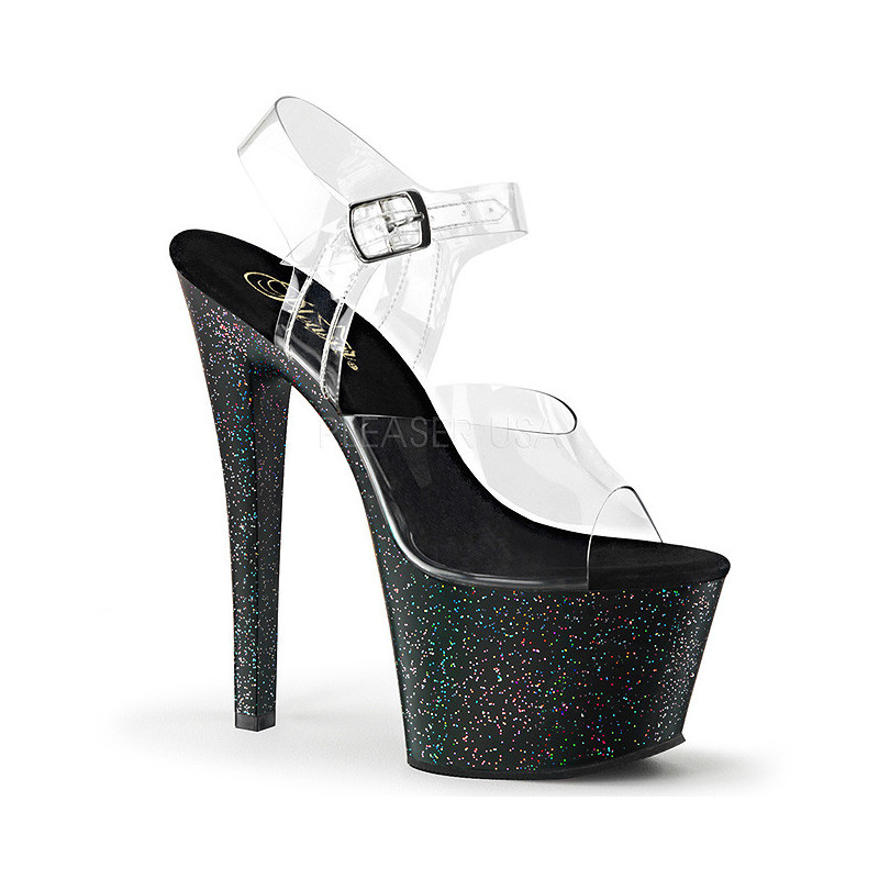 Black 18 cm Pleaser SKY-308MG glitter high heels shoes