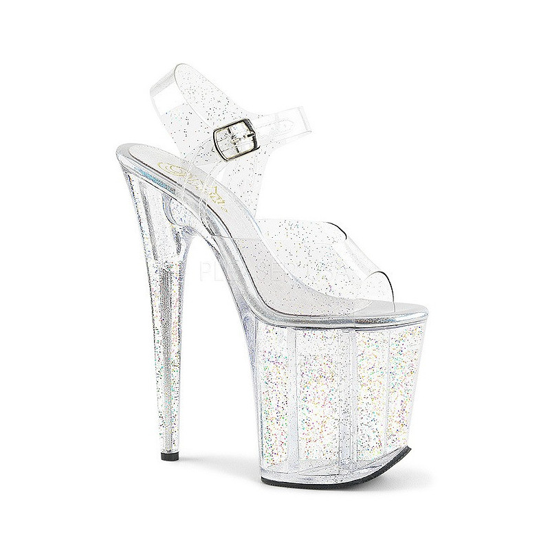 Transparent 20 cm FLAMINGO-808MMG glitter high heels shoes