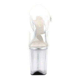 Transparent 20 cm FLAMINGO-808MMG glitter high heels shoes