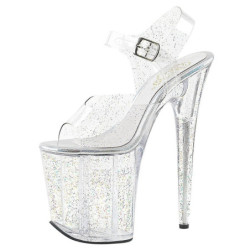 Transparent 20 cm FLAMINGO-808MMG glitter high heels shoes