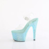 Blue 18 cm BEJEWELED-708RRS Pole high heels rhinestones platform