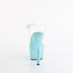 Blue 18 cm BEJEWELED-708RRS Pole high heels rhinestones platform