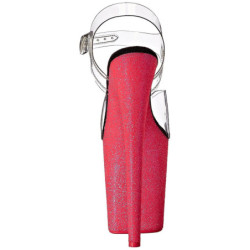 Pink 20 cm FLAMINGO-808UVG Neon Acrylic Platform High Heeled Sandal