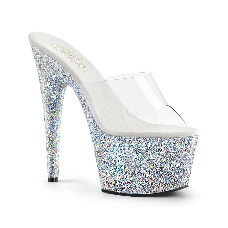 Argento 18 cm ADORE-701LG scintillare plateau ciabatta donna con tacco