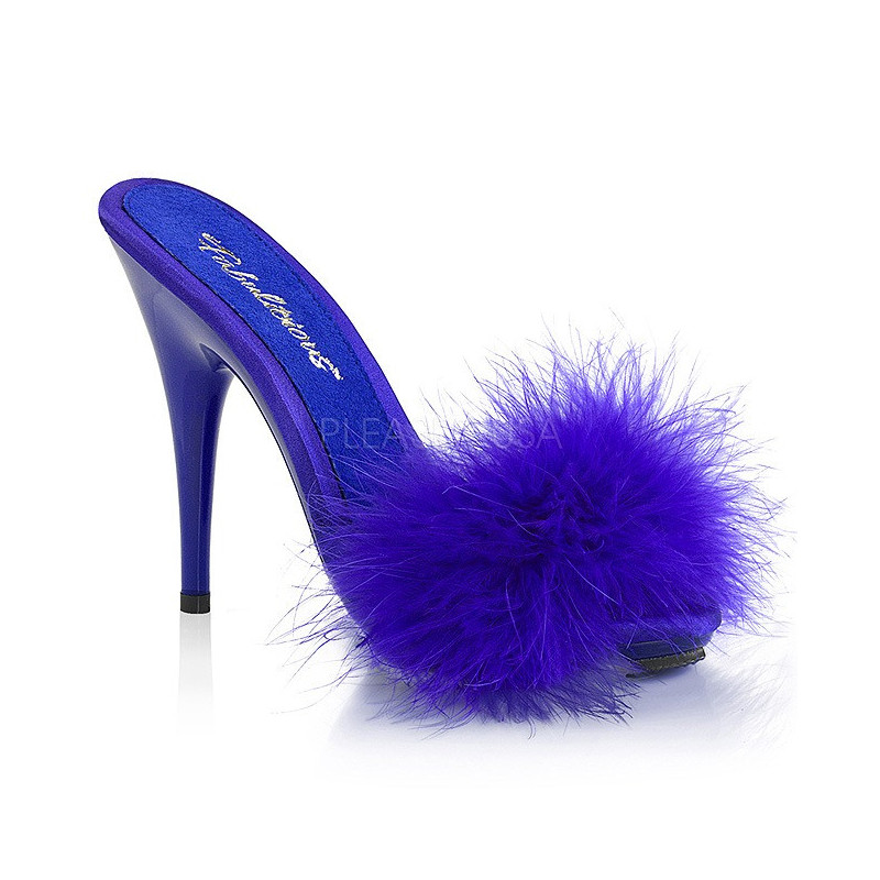 Blue 13 cm POISE-501F Marabou Feathers Mules Shoes