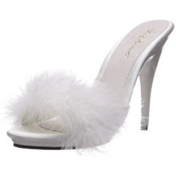 Bianco 13 cm POISE-501F piume di marabu Mules Scarpe