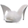 White 13 cm POISE-501F Marabou Feathers Mules Shoes